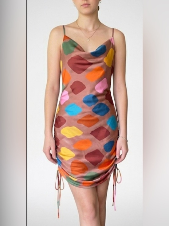 ILLA ILLA Dresses & Skirts - ILLA ILLA Multicolor Polka-Dot Cowl Slip Dress NWOT